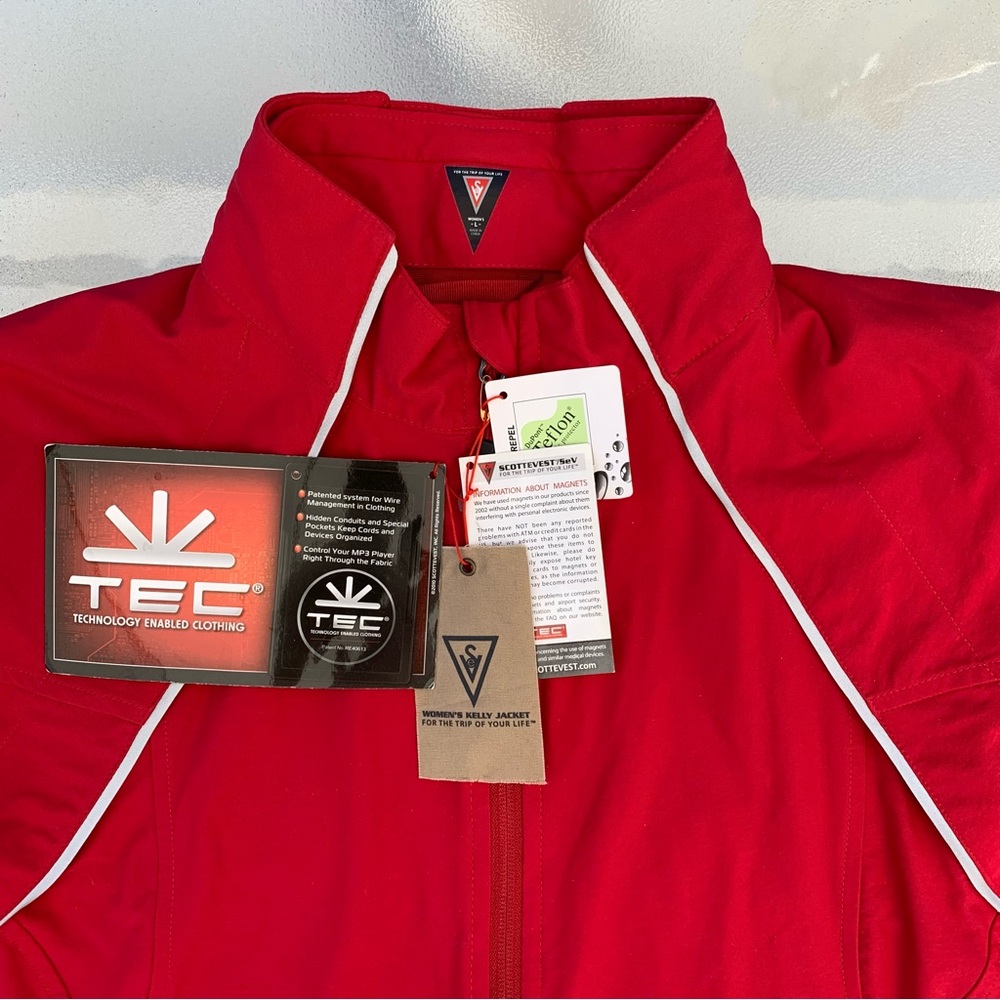 SCOTTeVEST Red Kelly Convertible TEC Jacket Vest ~ Women’s Large - Picture 7 of 15